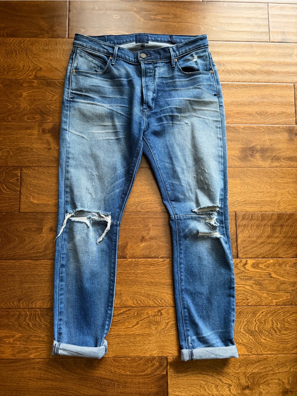 RtA Women's Distressed Denim Skinny Jeans Button Fly Blue Wash Size 27 (fits 30) - Picture 2 of 11